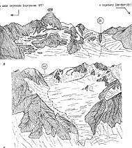 Рис. 45. Верховья долины Зоткин. Перевал Сергея Барсукова (87) со стороны Дараи-Зоткин