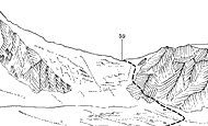 Рис. 68. 59 — пер. Рижский с лед. № 538, примыкающего к лед Чон-Аксу (№ 536). Зарисовка в западном направлении с расстояни: 700 м от седловины