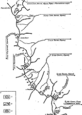 Схема расположения ледников на Зангезурском хребте