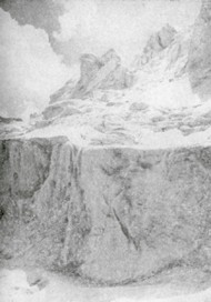 Участок ледопада на леднике под стеной Аксу