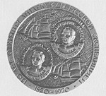 Памятная медаль, выпущенная к 150-летию со дня открытия Антарктиды экспедицией Ф.Ф. Беллинсгаузена и М.П. Лазарева