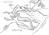 Схема верхнего цирка перевала Западное Плечо пика Каракол